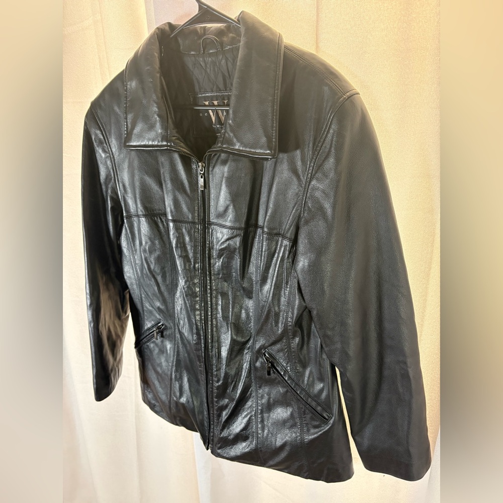 Vintage New York by Winlet Women’s Large Black Genuine Leather Jacket EUC‎ - Picture 2 of 10